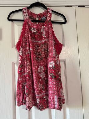 Soho Hot Pink Floral Halter Camisole